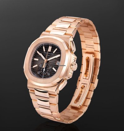 Patek Philippe Nautilus 5980 1r-001 18k Rose Gold Black Dial 40 Mm