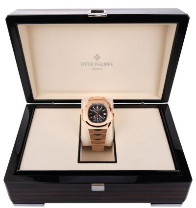 Patek Philippe Nautilus 5980 1r-001 18k Rose Gold Black Dial 40 Mm