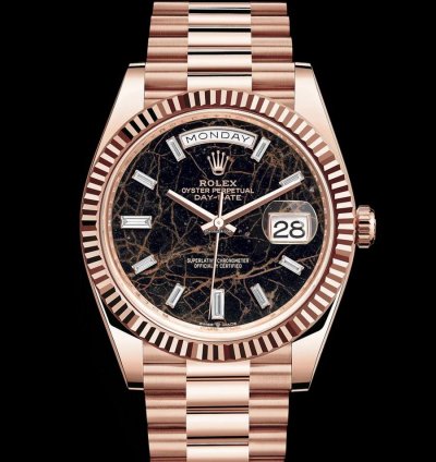 Rolex Day-date 40 Eisenkiesel Baguette Dial