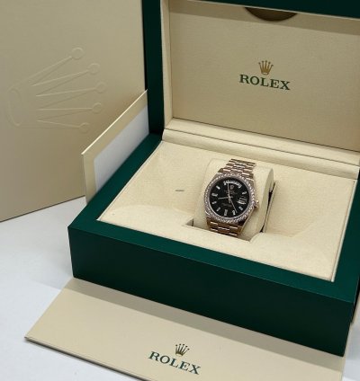 Rolex Day-date 40 Eisenkiesel Baguette Dial - 18 Kt Rose Gold - Ref 228245rbr - Unworn 2022
