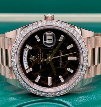 Rolex Day-date 40 Eisenkiesel Baguette Dial - 18 Kt Rose Gold - Ref 228245rbr - Unworn 2022
