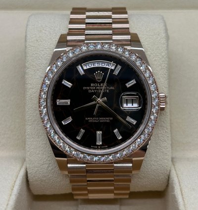 Rolex Day-date 40 Eisenkiesel Baguette Dial - 18 Kt Rose Gold - Ref 228245rbr - Unworn 2022
