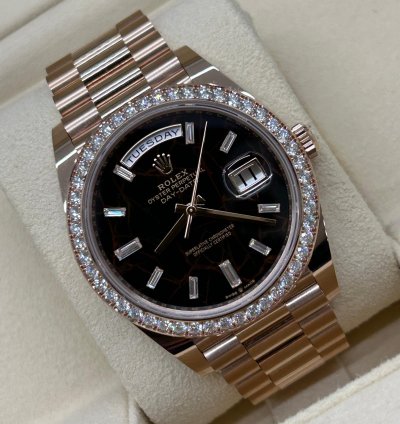 Rolex Day-date 40 Eisenkiesel Baguette Dial - 18 Kt Rose Gold - Ref 228245rbr - Unworn 2022