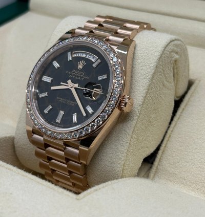 Rolex Day-date 40 Eisenkiesel Baguette Dial - 18 Kt Rose Gold - Ref 228245rbr - Unworn 2022