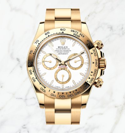 Rolex Daytona Cosmograph Daytona Yellow Gold White Dial new Unworn