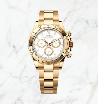 Rolex Daytona Cosmograph Daytona Yellow Gold White Dial new Unworn