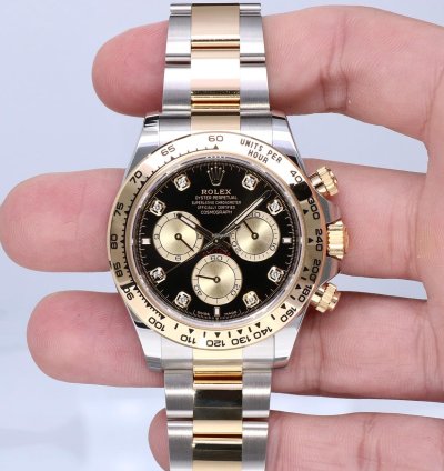 Rolex Daytona Cosmograph Gold Steel Black Diamond Dial 40 Mm Unworn 2023