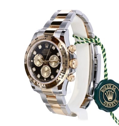 Rolex Daytona Cosmograph Gold Steel Black Diamond Dial 40 Mm Unworn 2023