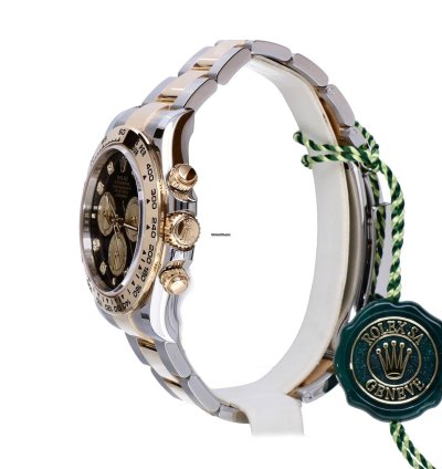 Rolex Daytona Cosmograph Gold Steel Black Diamond Dial 40 Mm Unworn 2023