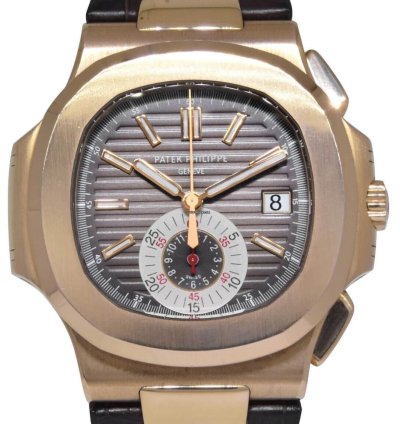 Patek Philippe Nautilus 5980 Nautilus Chronograph 18k Re Gold Chocolate Ps 10 5980r