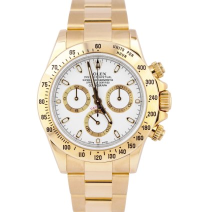 Rolex Daytona Cosmograph New Buckle Gold Papers 40mm White Watch 116528 Box