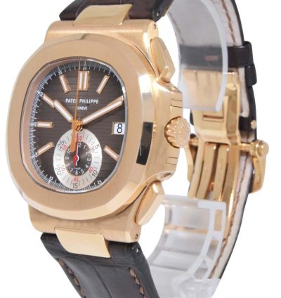 Patek Philippe Nautilus 5980 Nautilus Chronograph 18k Re Gold Chocolate Ps 10 5980r