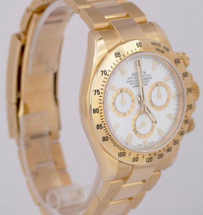 Rolex Daytona Cosmograph New Buckle Gold Papers 40mm White Watch 116528 Box