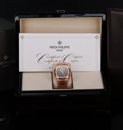Patek Philippe Nautilus 5980-1r Discontinued 40mm Rose Gold Black Dial Full Set - Old Clasp