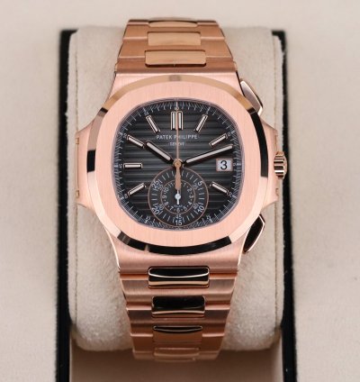 Patek Philippe Nautilus 5980-1r Discontinued 40mm Rose Gold Black Dial Full Set - Old Clasp