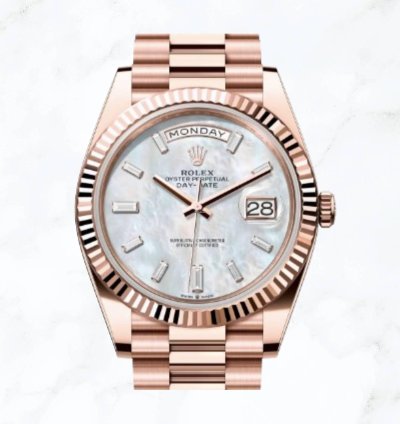 Rolex Day-date 40 Everose Gold Mother Of Pearl Diamond Dial 228335 new Unworn