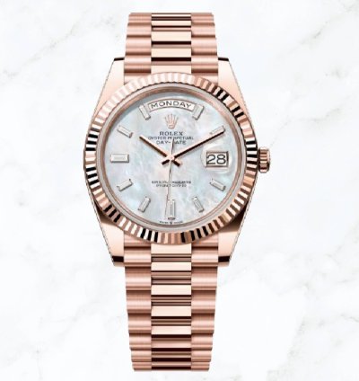 Rolex Day-date 40 Everose Gold Mother Of Pearl Diamond Dial 228335 new Unworn