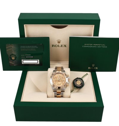 Rolex Daytona Cosmograph Ss Yg Champagne Dial Ref 116503