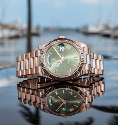 Rolex Day-date 40 Everose Gold Olive Dial