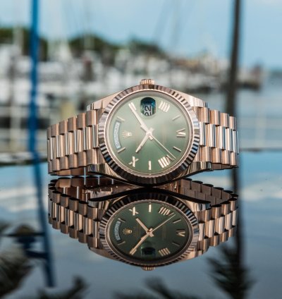 Rolex Day-date 40 Everose Gold Olive Dial