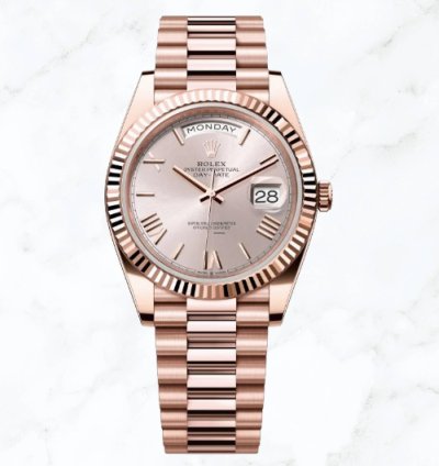 Rolex Day-date 40 Everose Gold Sundust Roman Dial 228235 new Unworn