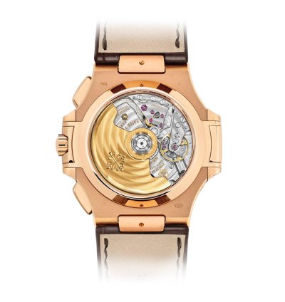 Patek Philippe Nautilus 5980r Flyback Chronograph Date Rose Gold Leather Strap 2022