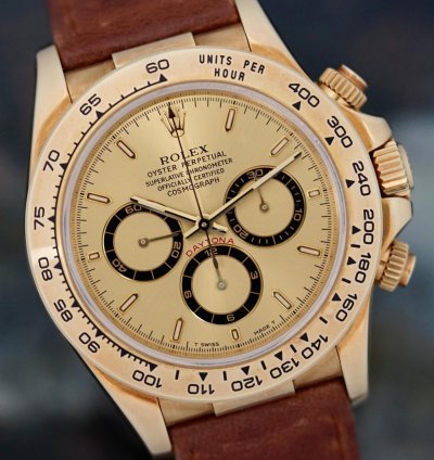Rolex Daytona Cosmograph Zenith 18k Gold Leather Nosfullset 1999 Lc100 Ref 16518