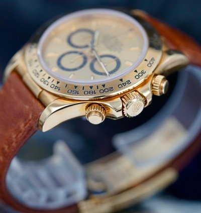 Rolex Daytona Cosmograph Zenith 18k Gold Leather Nosfullset 1999 Lc100 Ref 16518