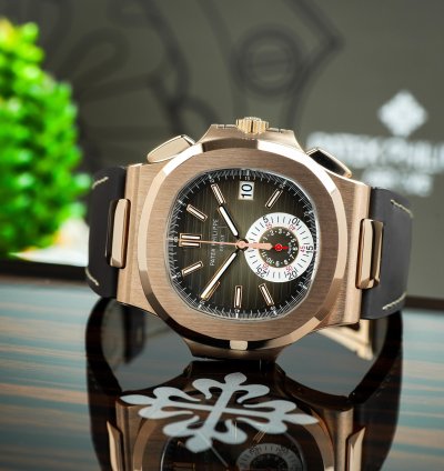 Patek Philippe Nautilus 5980r-001 Brown Chrono Rose Gold Complete Set