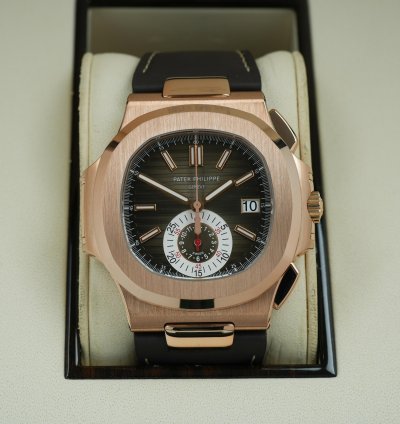 Patek Philippe Nautilus 5980r-001 Brown Chrono Rose Gold Complete Set