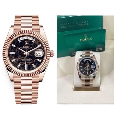 Rolex Day-date 40 Fluted Bezel - Eisenkiesel Diamond Dial - President Bracelet
