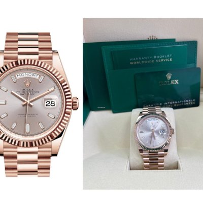 Rolex Day-date 40 Fluted Bezel Sundust Baguette Diamond Dial President Bracelet 228235