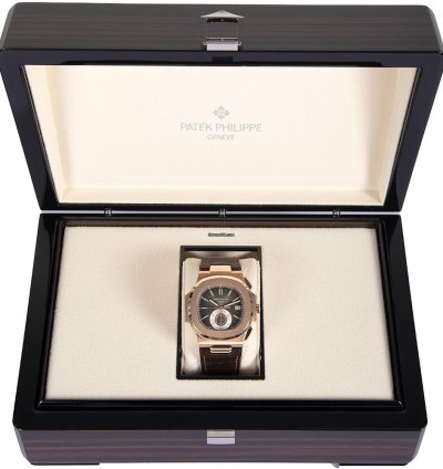 Patek Philippe Nautilus 5980r-001 Tiffany Stamp 18k Rose Gold Brown Index Dial 40 Mm