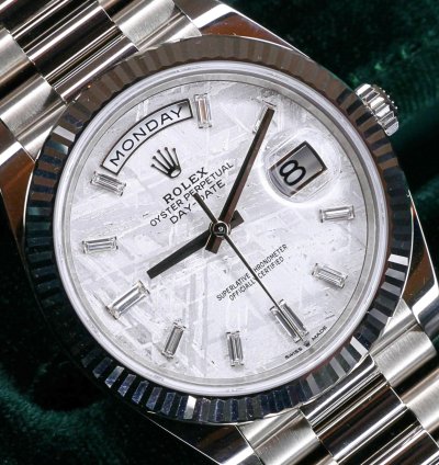 Rolex Day-date 40 Full Set Mint Day Date White Gold Meteorite Baguette 40mm 228239