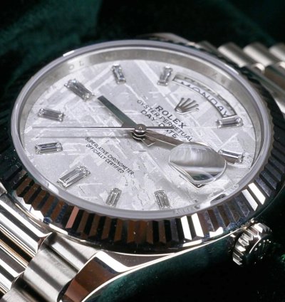 Rolex Day-date 40 Full Set Mint Day Date White Gold Meteorite Baguette 40mm 228239