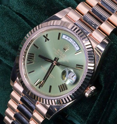 Rolex Day-date 40 Full Set Mint Day-date 40mm Green Dial Rose Gold 228235