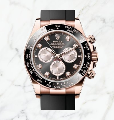 Rolex Daytona Everose Gold Oysterflex Black Diamond Dial 126515ln new Unworn