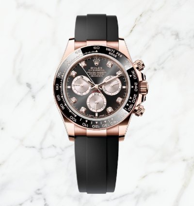 Rolex Daytona Everose Gold Oysterflex Black Diamond Dial 126515ln new Unworn