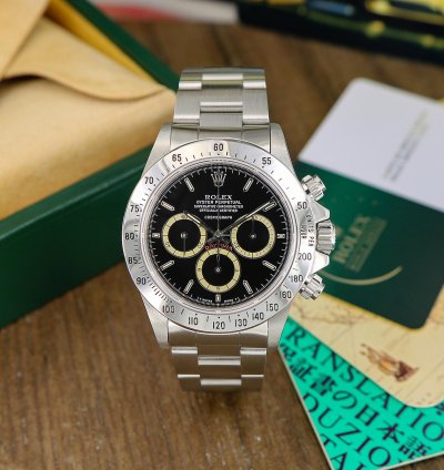 Rolex Daytona Floating Black Dial Cream Patrizzi Subdials Ref 16520 Serial Service 2024