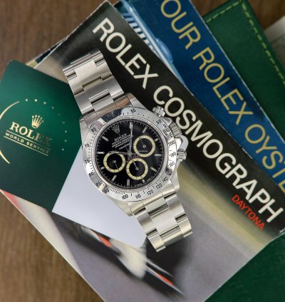 Rolex Daytona Floating Black Dial Cream Patrizzi Subdials Ref 16520 Serial Service 2024