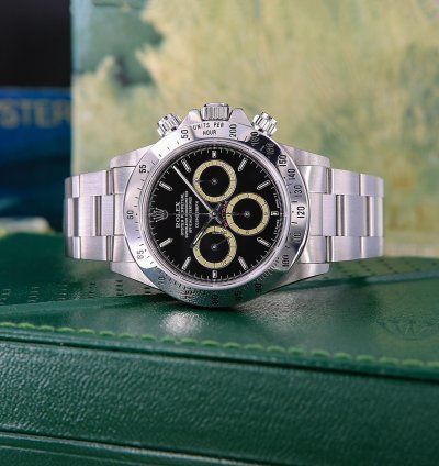Rolex Daytona Floating Black Dial Cream Patrizzi Subdials Ref 16520 Serial Service 2024