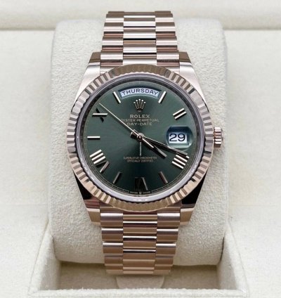 Rolex Day-date 40 Gr Olive Neu 2024 Everose Full Set