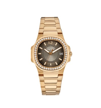 Patek Philippe Nautilus 7010 1r-010 Ladies Rose Gold Brown Dial Diamond Bezel 2014