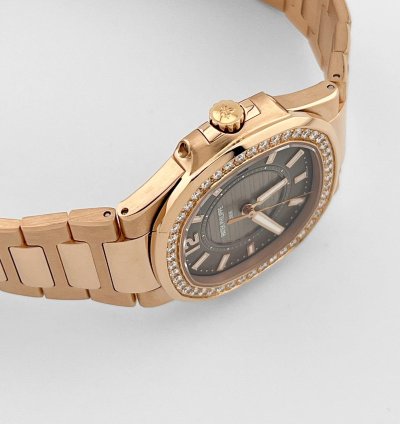 Patek Philippe Nautilus 7010 1r-010 Ladies Rose Gold Brown Dial Diamond Bezel 2014