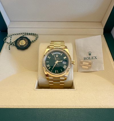 Rolex Day-date 40 Green Dial Full Set New Never Used April 2024