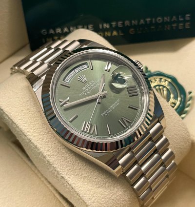 Rolex Day-date 40 Green Dial New Unworn Full Set 2021 White Gold