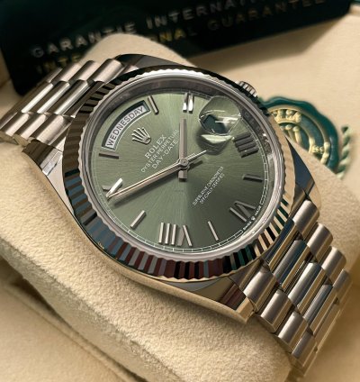 Rolex Day-date 40 Green Dial New Unworn Full Set 2021 White Gold