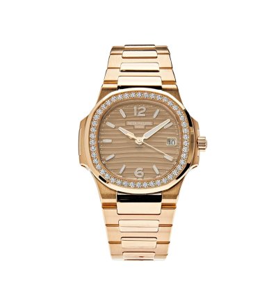 Patek Philippe Nautilus 7010 1r-012 Quartz Rose Gold Diamond Bezel