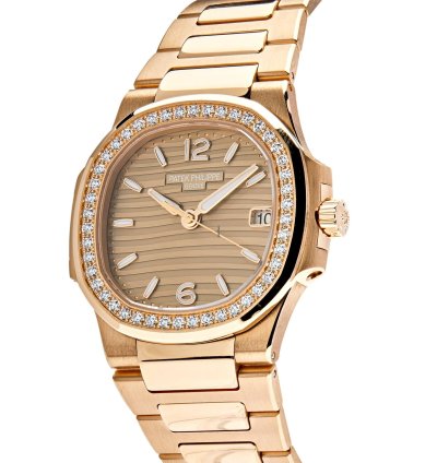 Patek Philippe Nautilus 7010 1r-012 Quartz Rose Gold Diamond Bezel