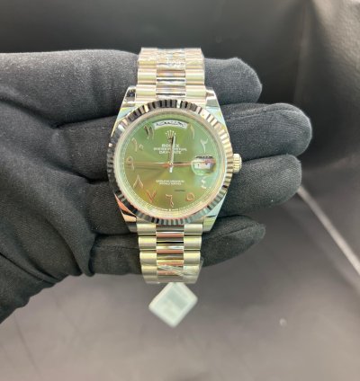 Rolex Day-date 40 Green Dial With Arabic Numerals Full Platinum